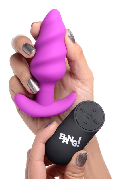 Remote Control 21X Vibrating Silicone Swirl Butt Plug - Purple - The Dildo Hub