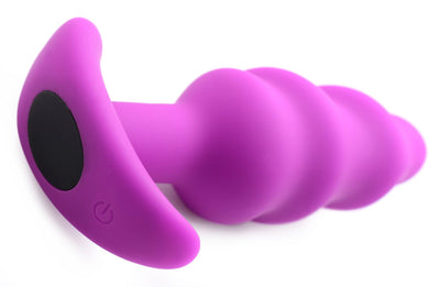 Remote Control 21X Vibrating Silicone Swirl Butt Plug - Purple - The Dildo Hub