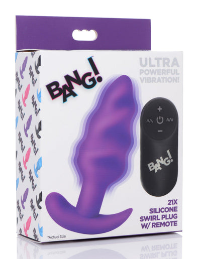 Remote Control 21X Vibrating Silicone Swirl Butt Plug - Purple - The Dildo Hub