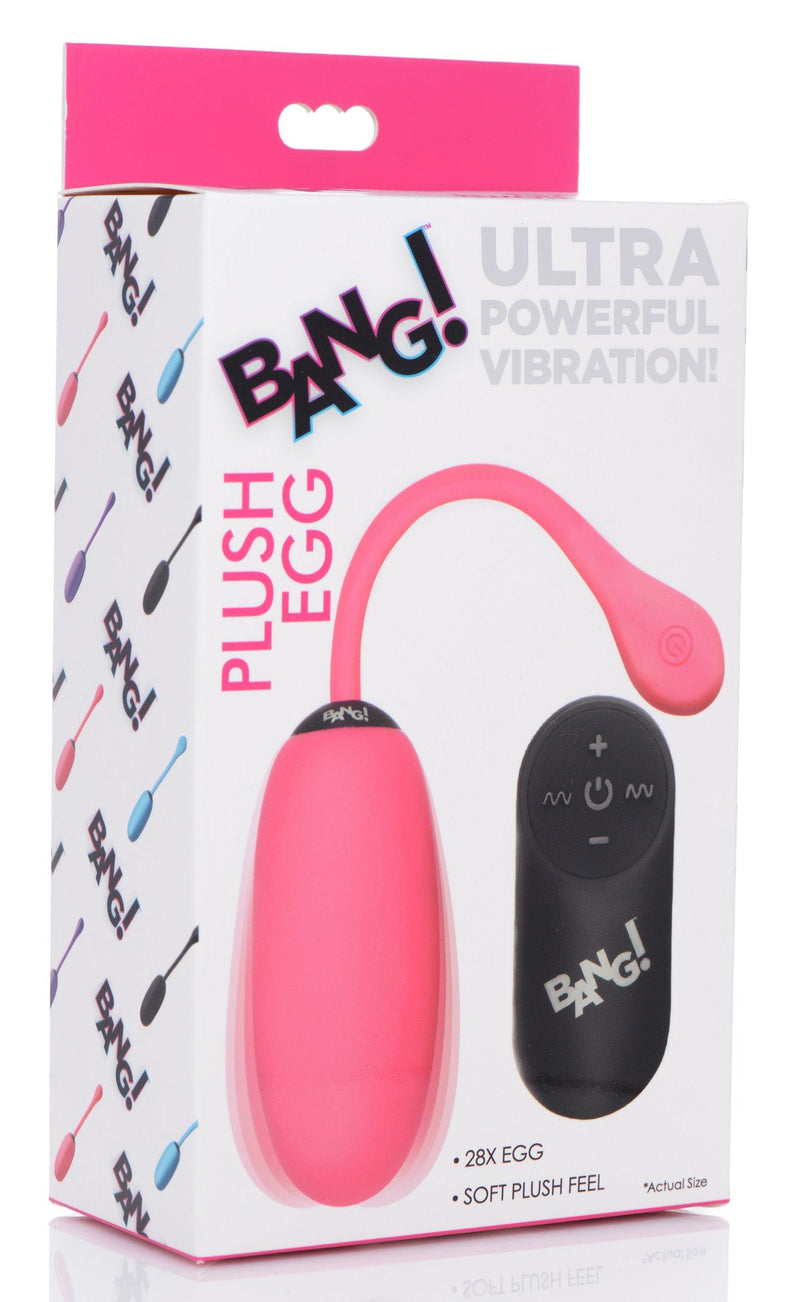 Remote Control 28X Silicone Plush Egg - Pink - The Dildo Hub