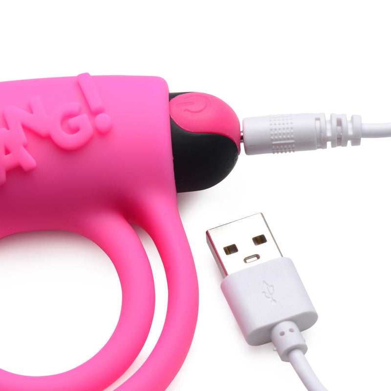 Remote Control 28X Vibrating Cock Ring and Bullet - Pink - The Dildo Hub