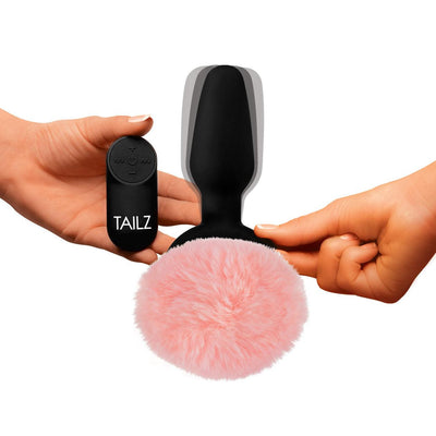 Remote Control Vibrating Pink Bunny Tail Anal Plug - The Dildo Hub