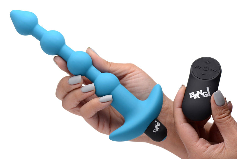 Remote Control Vibrating Silicone Anal Beads - Blue - The Dildo Hub