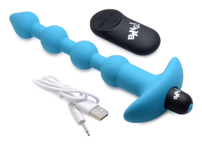 Remote Control Vibrating Silicone Anal Beads - Blue - The Dildo Hub