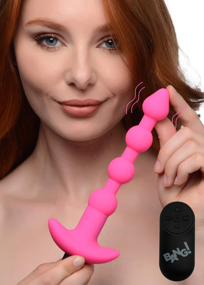 Remote Control Vibrating Silicone Anal Beads - Pink - The Dildo Hub