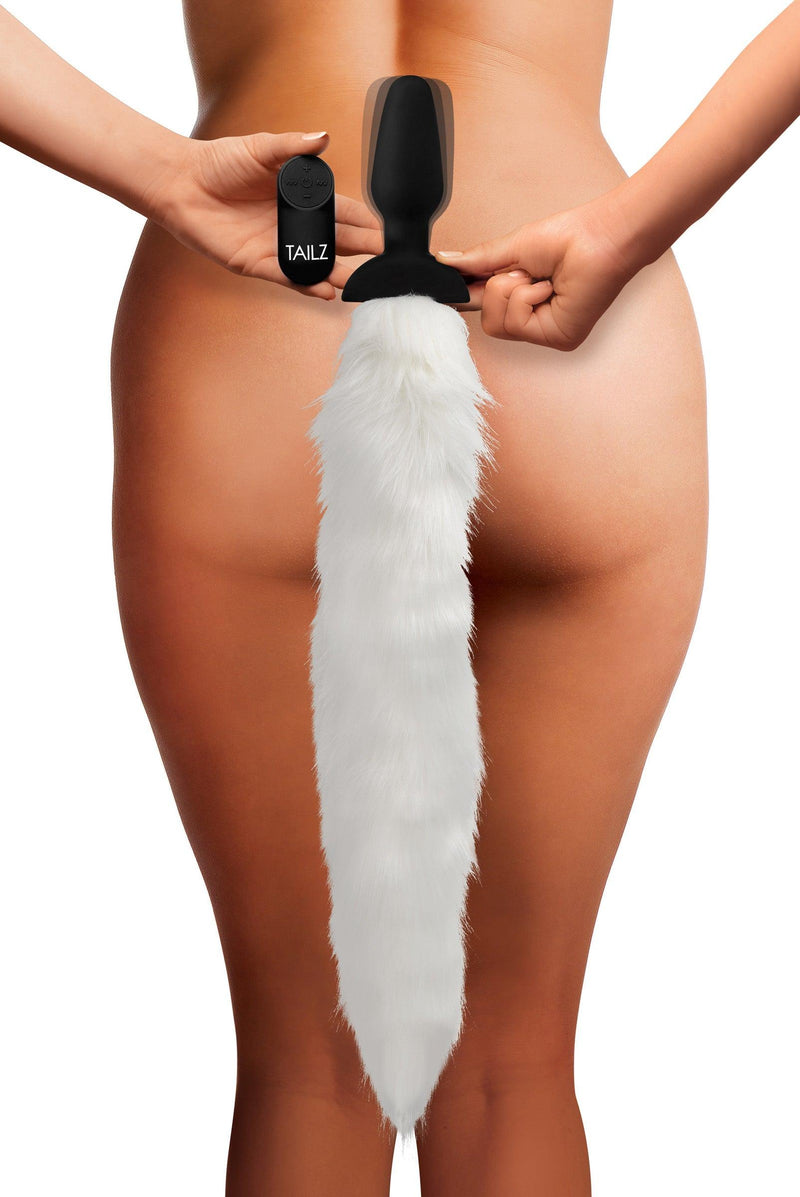 Remote Control White Vibrating Fox Tail Anal Plug - The Dildo Hub