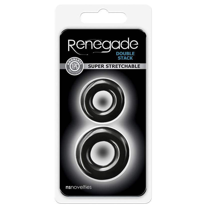 Renegade Double Stack Cock Ring Set - Black | NS Novelties - The Dildo Hub
