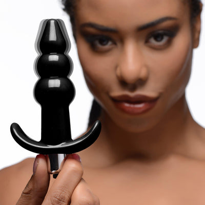 Ribbed Vibrating Butt Plug - Black - The Dildo Hub