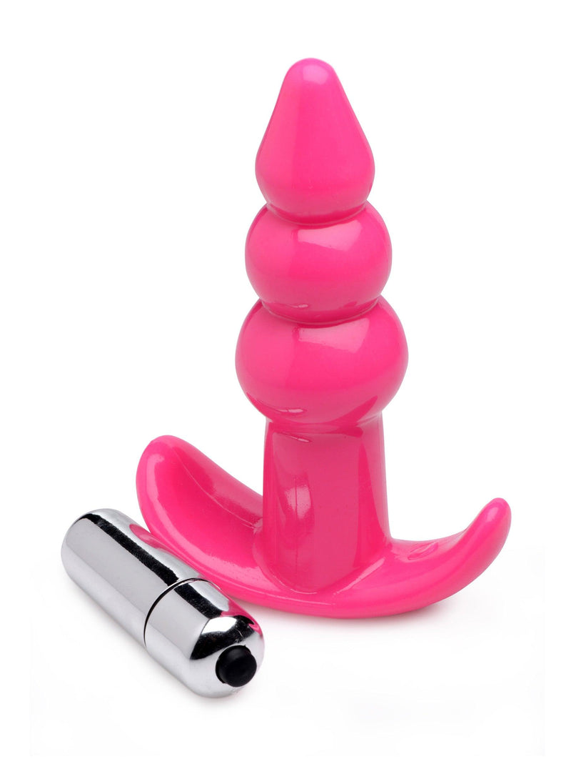 Ribbed Vibrating Butt Plug - Pink - The Dildo Hub