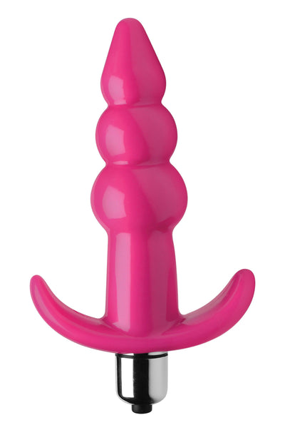 Ribbed Vibrating Butt Plug - Pink - The Dildo Hub