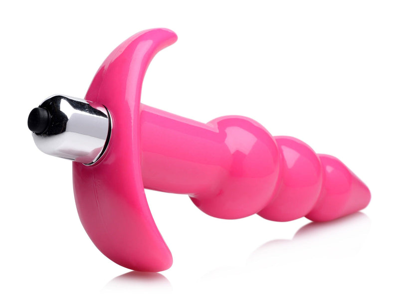 Ribbed Vibrating Butt Plug - Pink - The Dildo Hub