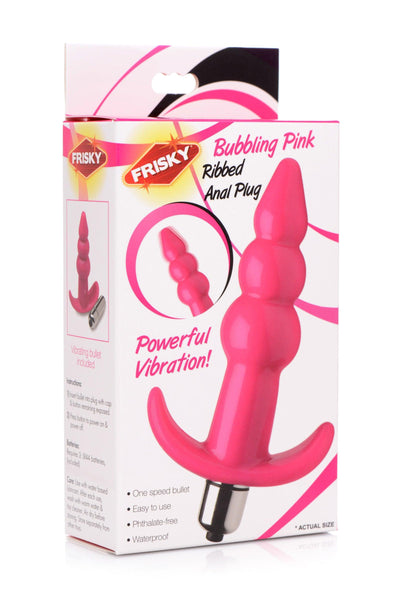 Ribbed Vibrating Butt Plug - Pink - The Dildo Hub