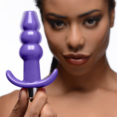 Ribbed Vibrating Butt Plug - Purple - The Dildo Hub