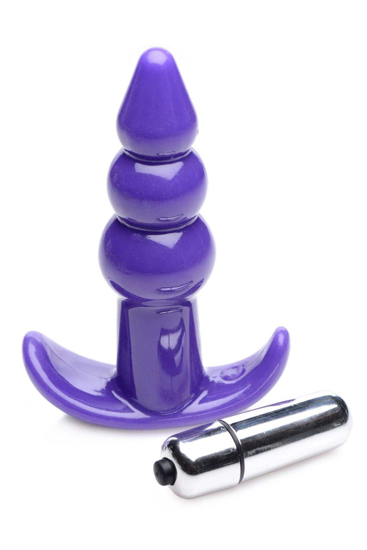 Ribbed Vibrating Butt Plug - Purple - The Dildo Hub