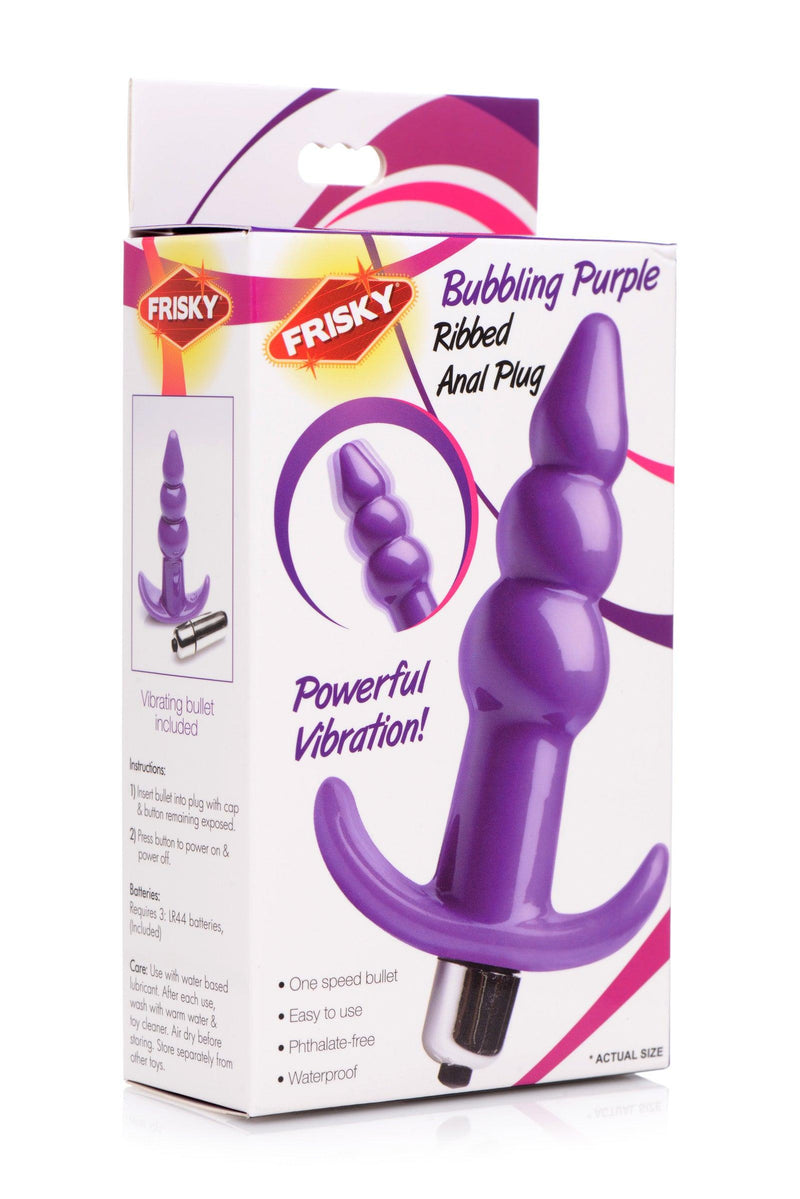 Ribbed Vibrating Butt Plug - Purple - The Dildo Hub