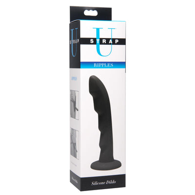 Ripples Silicone Strap On Harness Dildo- Black - The Dildo Hub