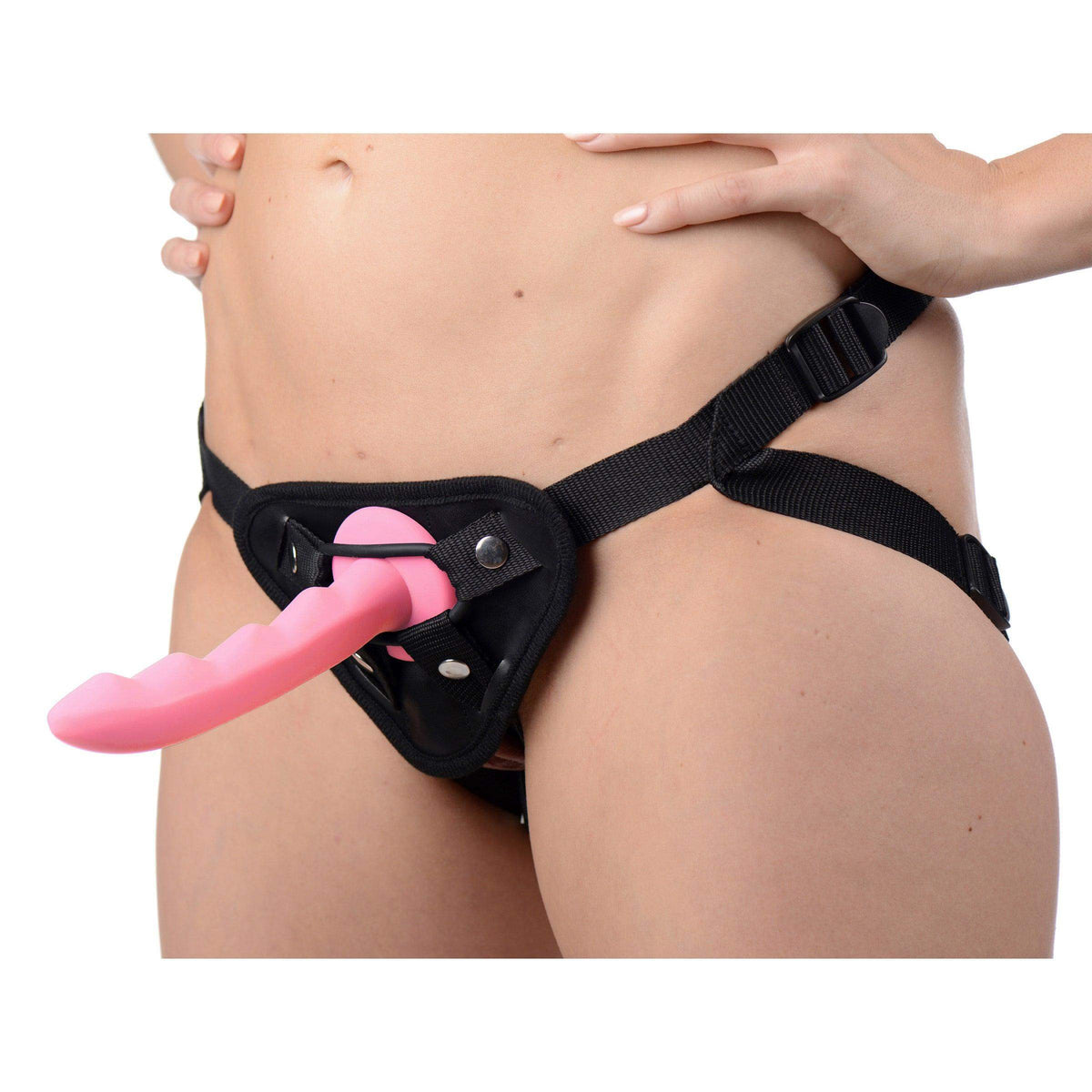 Ripples Silicone Strap On Harness Dildo- Pink - The Dildo Hub