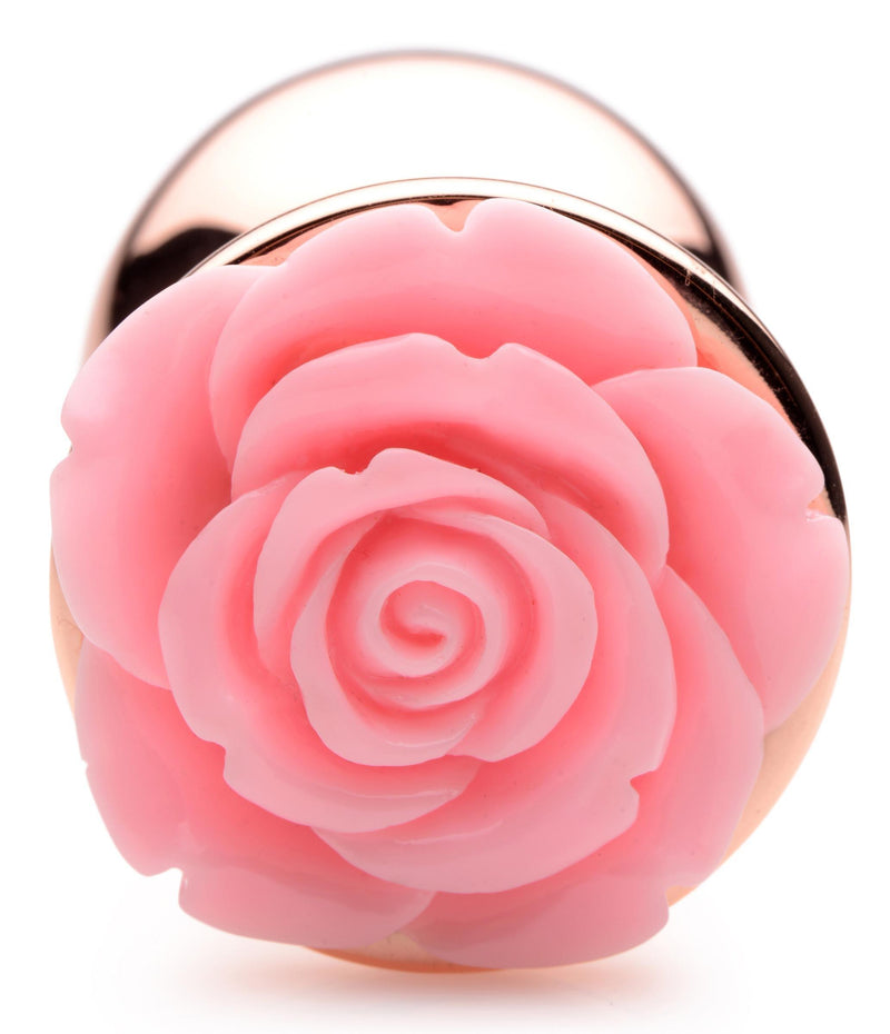 Rose Gold Anal Plug with Pink Flower - Large | Booty Sparks - The Dildo Hub