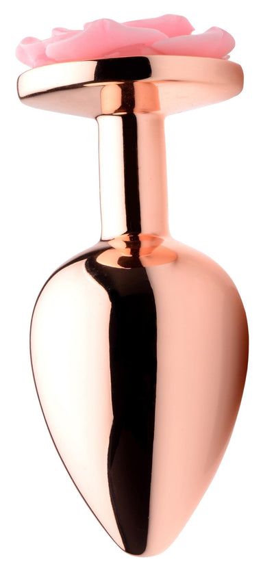 Rose Gold Anal Plug with Pink Flower - Large | Booty Sparks - The Dildo Hub