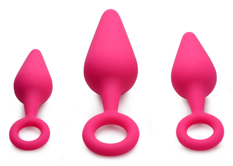 Rump Ringers 3 Piece Silicone Anal Plug Set - Pink - The Dildo Hub