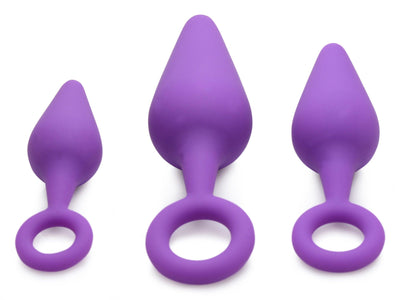 Rump Ringers 3 Piece Silicone Anal Plug Set - Purple - The Dildo Hub