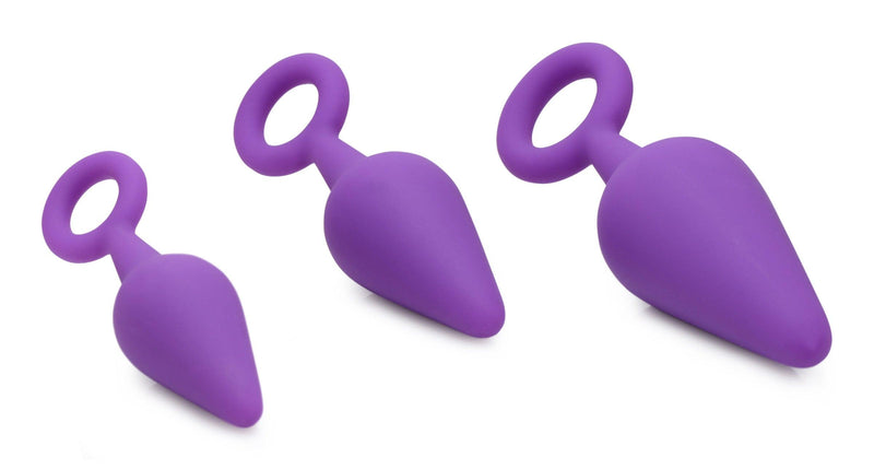 Rump Ringers 3 Piece Silicone Anal Plug Set - Purple - The Dildo Hub