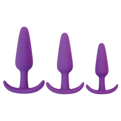 Rump Rockers 3 Piece Silicone Anal Plug Set - Purple - The Dildo Hub