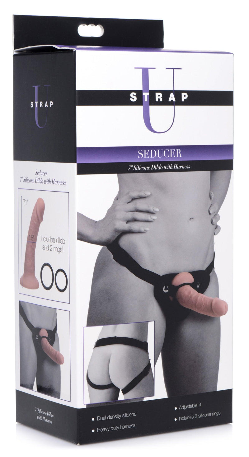 Seducer 7 inch Silicone Dildo with Harness - The Dildo Hub