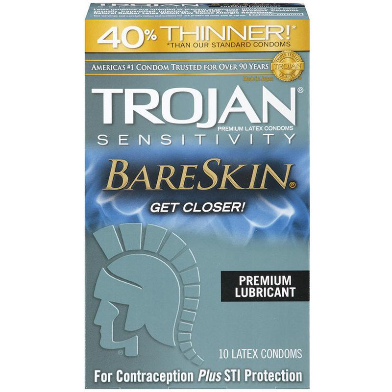 Sensitivity Bareskin Lubricated Condoms - 10 Pack | Trojan - The Dildo Hub