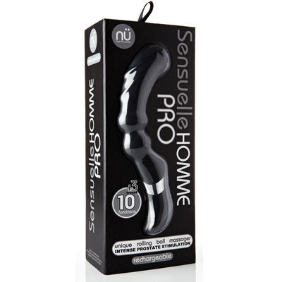 Sensuelle Homme Pro 10 Function Vibrating Prostate Massager- Black - The Dildo Hub