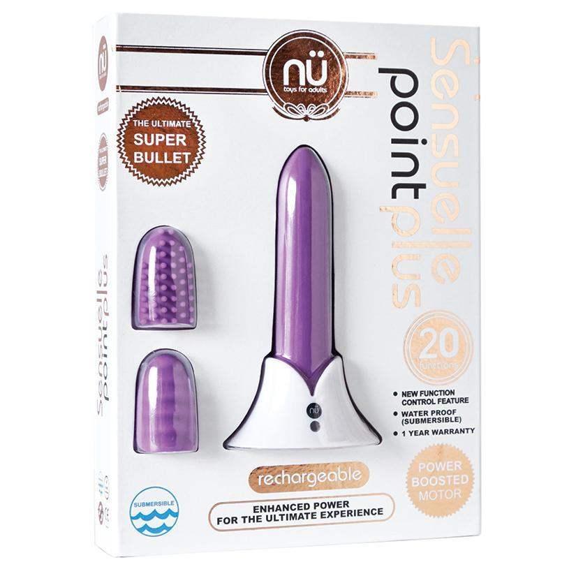 Sensuelle Point Plus 20-function Rechargable Silicone Bullet Vibrator With Textured Tips - Purple - The Dildo Hub