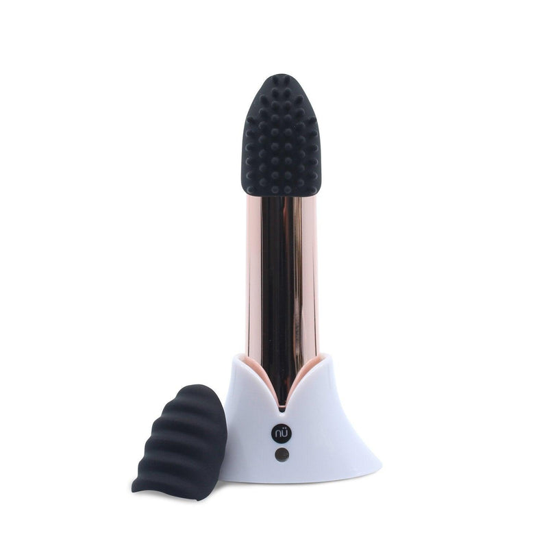 Sensuelle Point Plus 20-function Rechargable Silicone Bullet Vibrator With Textured Tips - Rose Gold - The Dildo Hub