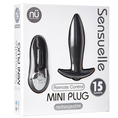 Sensuelle Remote Control Rechargeable 15 Function Mini Plug - Black - The Dildo Hub