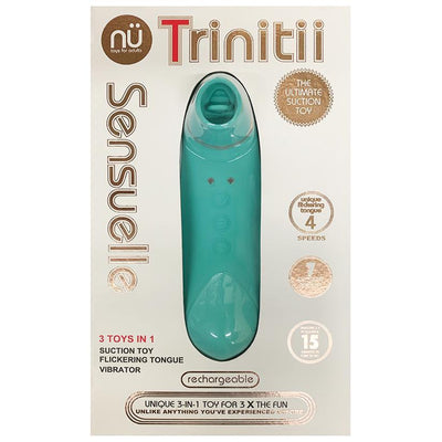 Sensuelle Trinitii 26 Function Flickering Tongue Vibrator With Suction - Electric Blue - The Dildo Hub