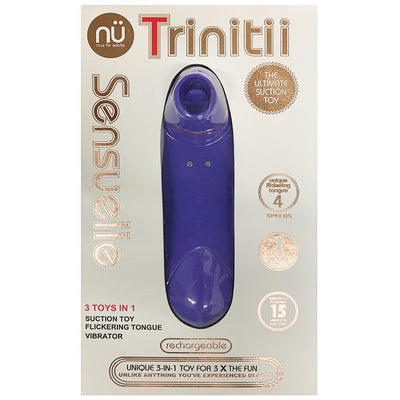 Sensuelle Trinitii 26 Function Flickering Tongue Vibrator With Suction - Ultra Violet - The Dildo Hub