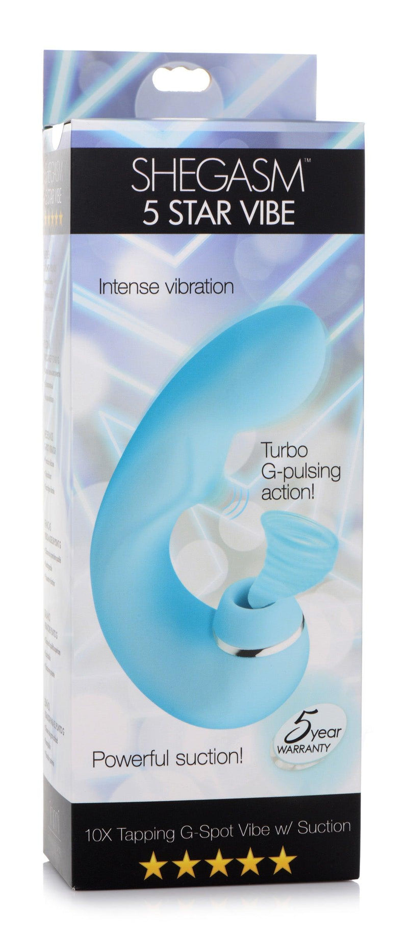 Shegasm 5 Star 10X Tapping G-Spot Silicone Vibrator with Suction - Teal - The Dildo Hub