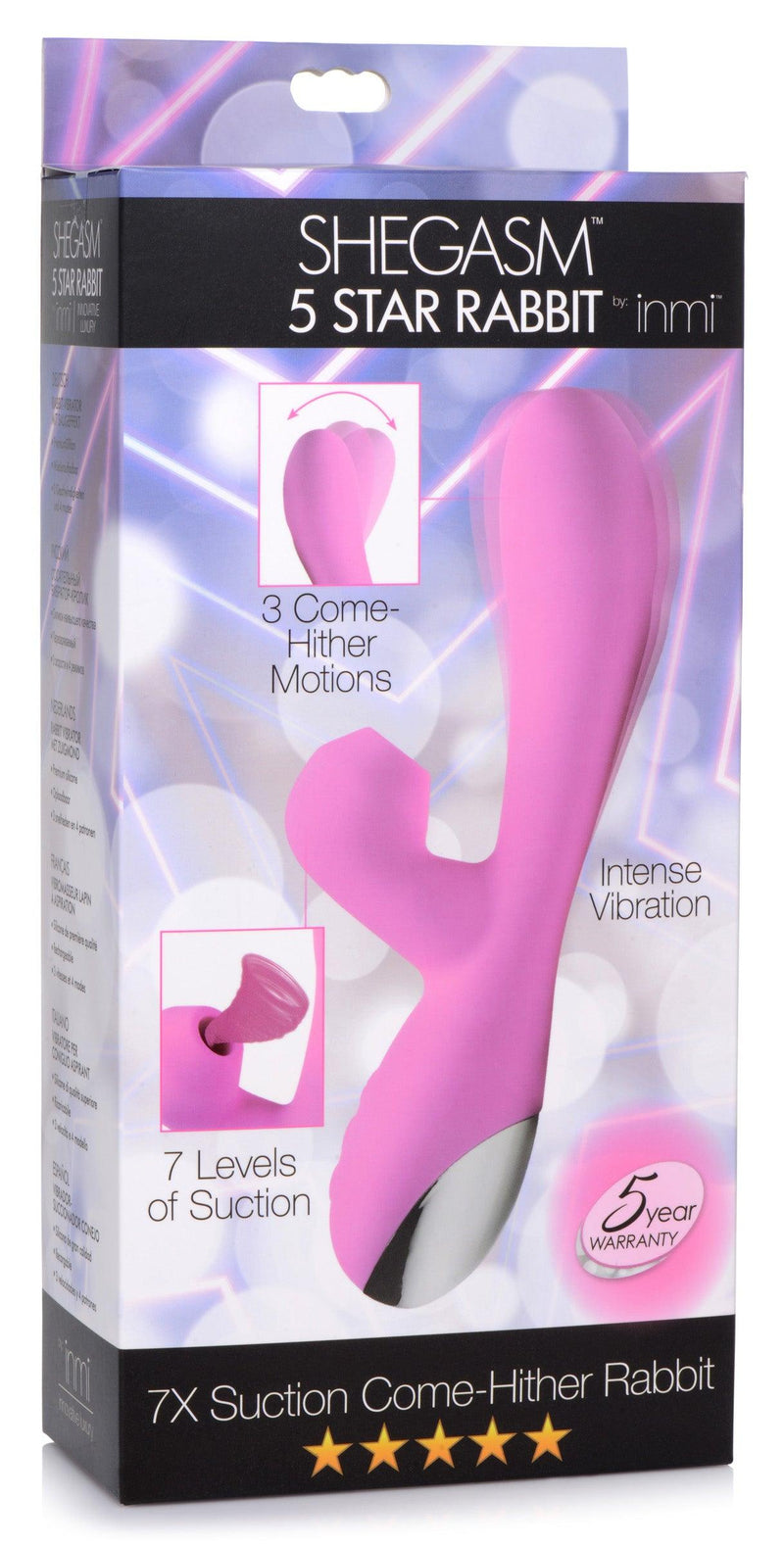 Shegasm 5 Star 7X Suction Come-Hither Silicone Rabbit - Pink - The Dildo Hub