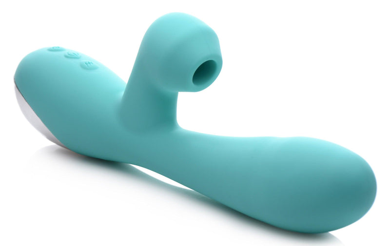 Shegasm 5 Star 7X Suction Come-Hither Silicone Rabbit - Teal - The Dildo Hub