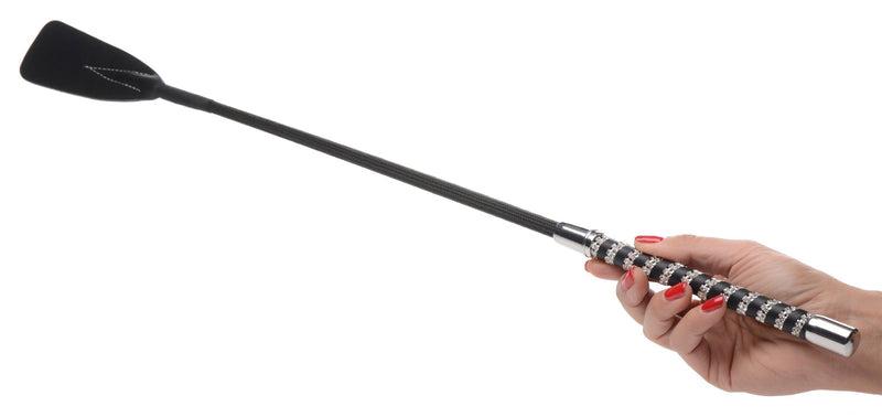 Short Leather Riding Crop with Rhinestone Handle - The Dildo Hub