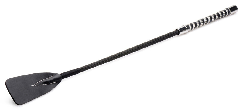 Short Leather Riding Crop with Rhinestone Handle - The Dildo Hub