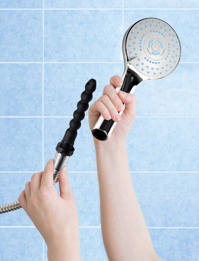 Shower Head with Silicone Enema Nozzle - The Dildo Hub