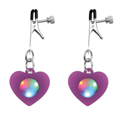 Silicone Light Up Heart Nipple Clamps - The Dildo Hub