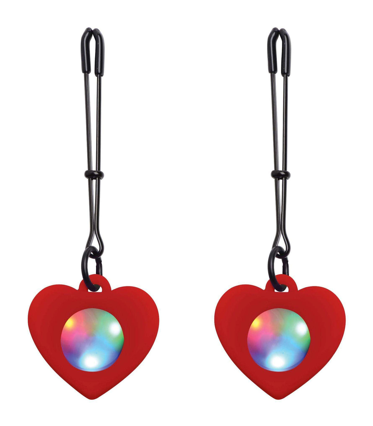 Silicone Light Up Heart Tweezer Nipple Clamps - The Dildo Hub