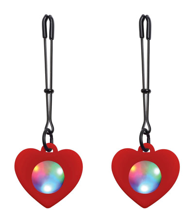 Silicone Light Up Heart Tweezer Nipple Clamps - The Dildo Hub