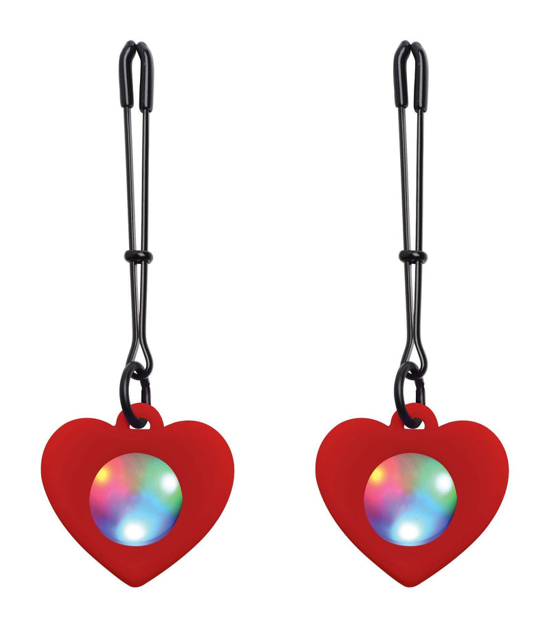 Silicone Light Up Heart Tweezer Nipple Clamps - The Dildo Hub