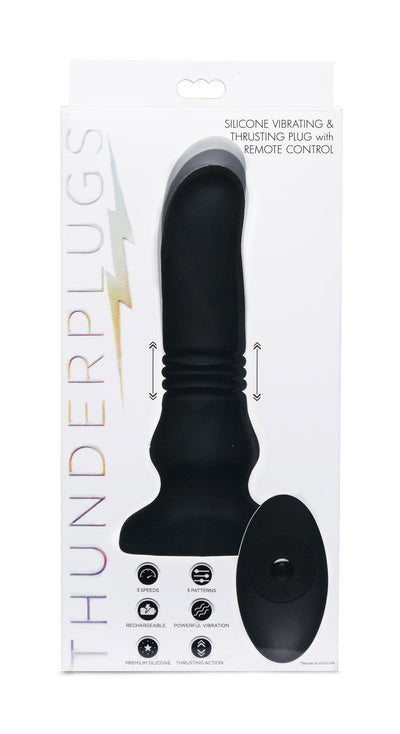 Silicone Vibrating and Thrusting Plug with Remote Control - The Dildo Hub