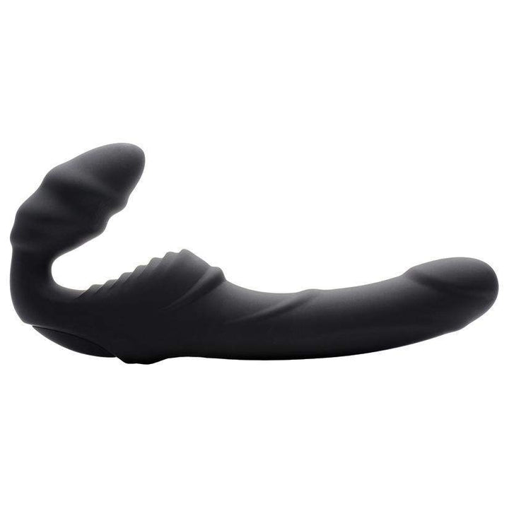 Slim Rider Ribbed Vibrating Silicone Strapless Strap On - The Dildo Hub