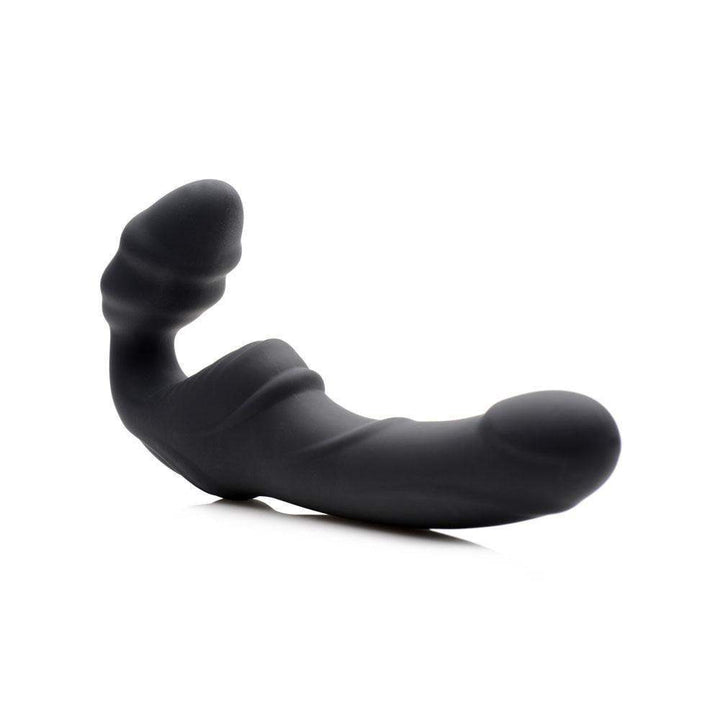 Slim Rider Ribbed Vibrating Silicone Strapless Strap On - The Dildo Hub