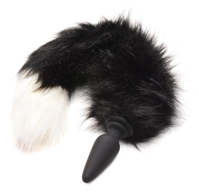 Small Anal Plug with Interchangeable Fox Tail - Black and White - The Dildo Hub