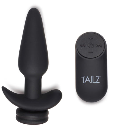 Small Vibrating Anal Plug with Interchangeable Fox Tail - Black - The Dildo Hub